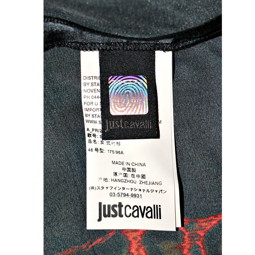 JUST CAVALLI LEOPARD PRINT SIGNED LOGO BUTTON UP TUNIC US XL-2XL / IT 46 $675 - Picture 13 of 15